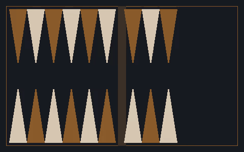a backgammon board drawing itself, point by point